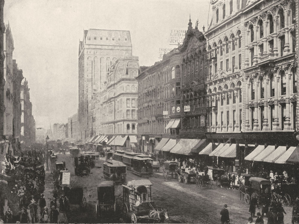 ILLINOIS. Chicago- State Street 1895 old antique vintage print picture